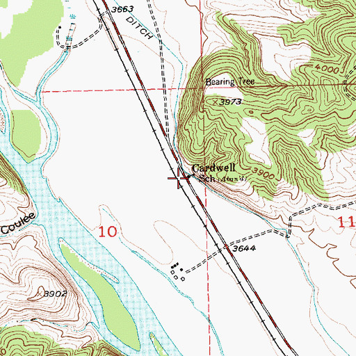 Topographic Map of Cardwell School (historical), MT