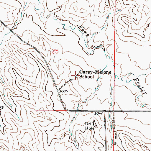Topographic Map of Carey-Malone School (historical), MT