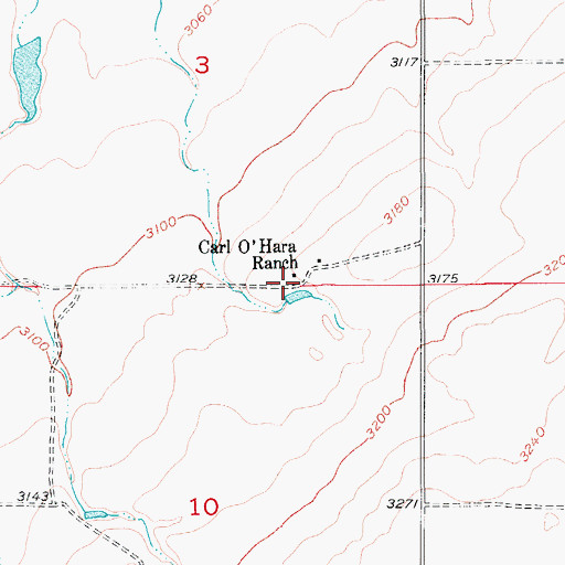 Topographic Map of Carl O'Hara Ranch, MT