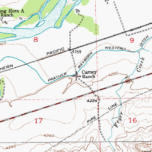 Topographic Map of Carney Ranch, MT