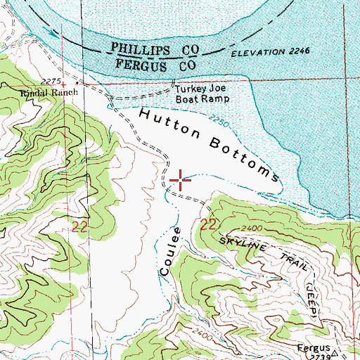 Topographic Map of Carroll Coulee, MT