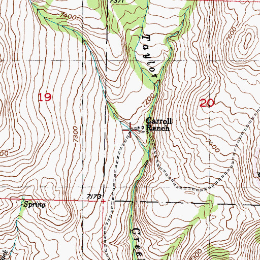 Topographic Map of Carroll Ranch, MT