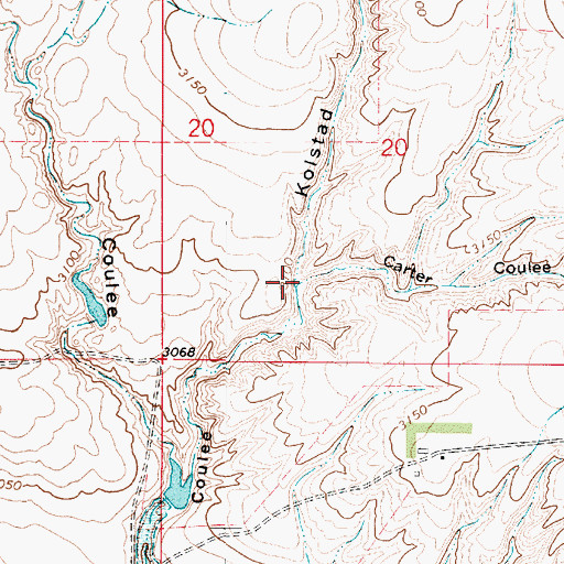 Topographic Map of Carter Coulee, MT