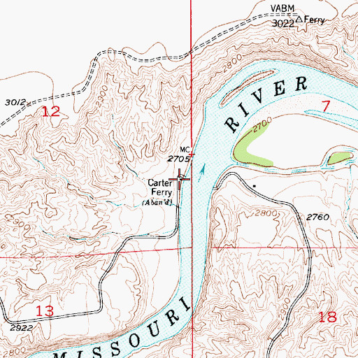 Topographic Map of Carter Ferry, MT