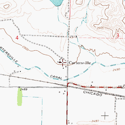 Topographic Map of Cartersville, MT