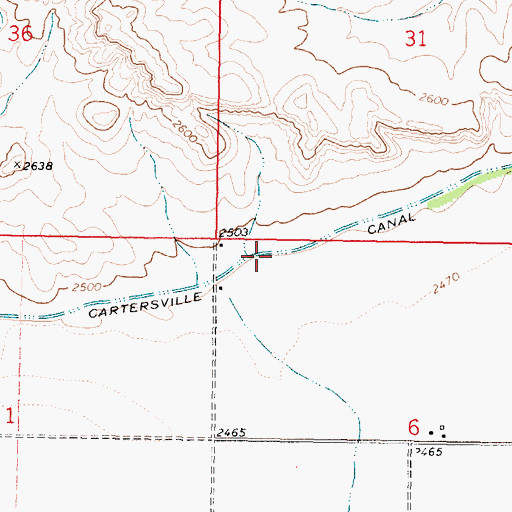 Topographic Map of Cartersville Canal, MT