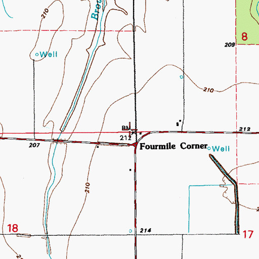 Topographic Map of Fourmile Corner, AR