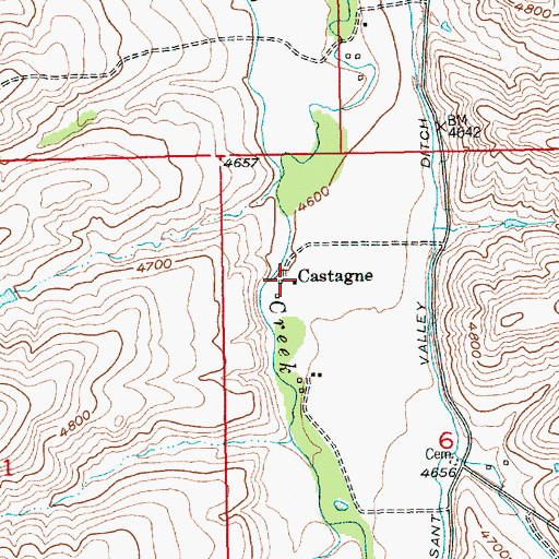 Topographic Map of Castagne, MT