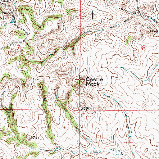 Topographic Map of Castle Rock, MT