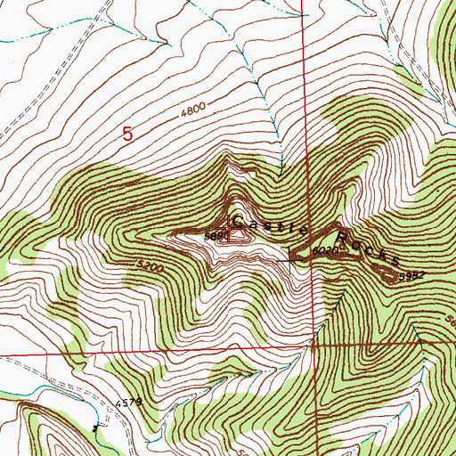 Topographic Map of Castle Rocks, MT