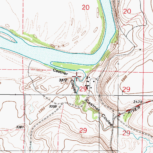 Topographic Map of Castner Coulee, MT