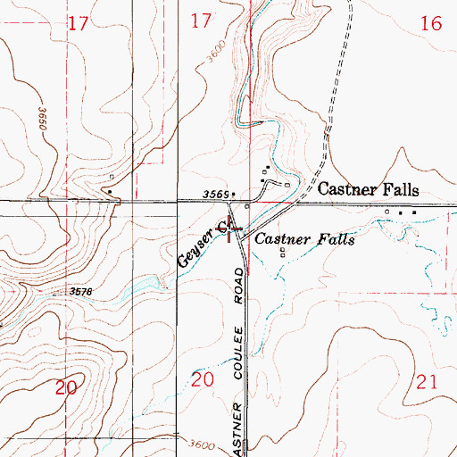 Topographic Map of Castner Falls, MT