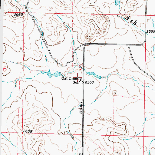 Topographic Map of Cat Creek School (historical), MT