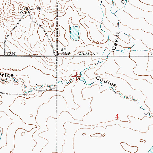 Topographic Map of Cavitt Coulee, MT