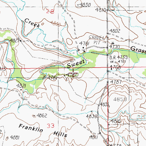 Topographic Map of Cayuse Creek, MT