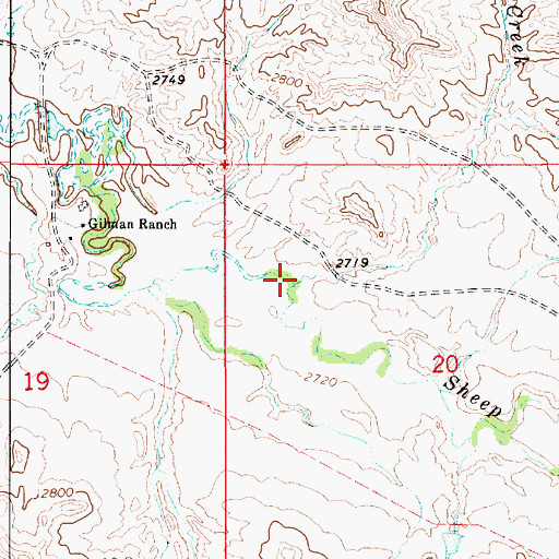 Topographic Map of Cedar Creek, MT