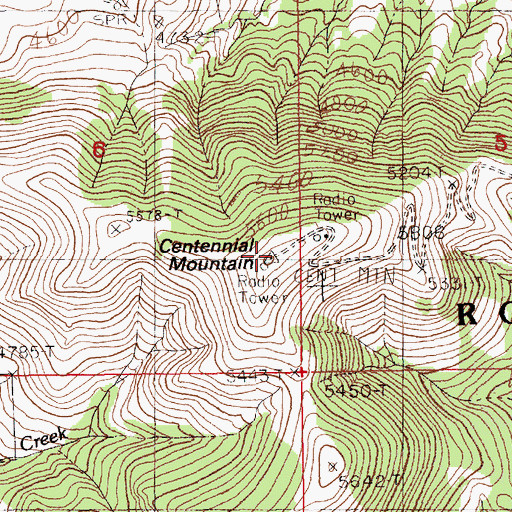 Topographic Map of Centennial Mountain, MT
