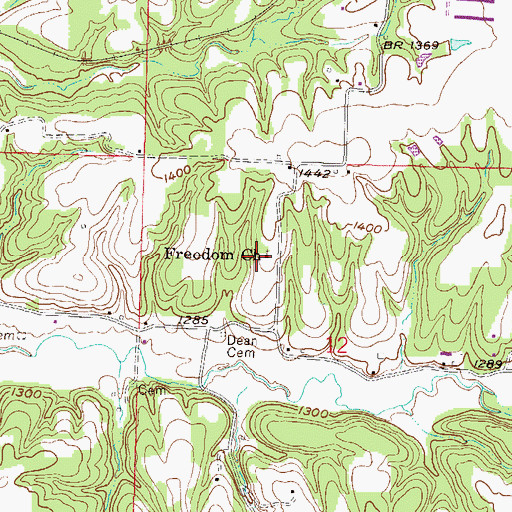 Topographic Map of Freedom Freewill Baptist Church, AR