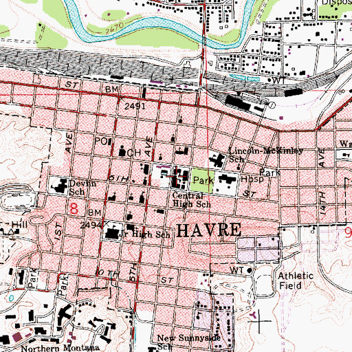 Topographic Map of Saint Jude Thaddeus School, MT