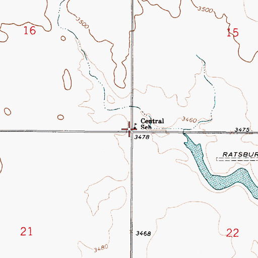 Topographic Map of Central School (historical), MT
