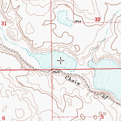 Topographic Map of Chain of Lakes, MT
