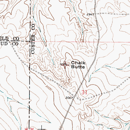 Topographic Map of Chalk Butte, MT