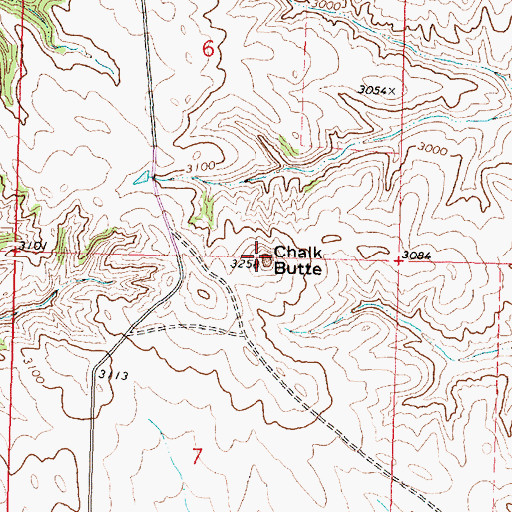 Topographic Map of Chalk Butte, MT