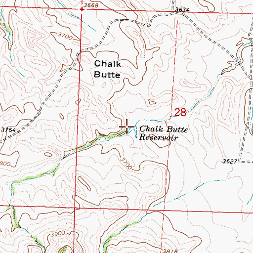Topographic Map of Chalk Butte Reservoir, MT