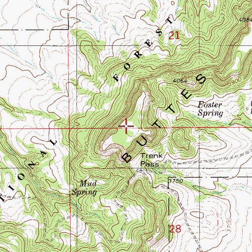 Topographic Map of Chalk Buttes, MT