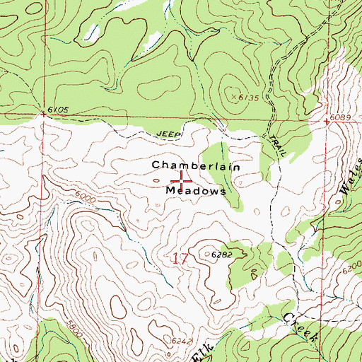 Topographic Map of Chamberlain Meadows, MT