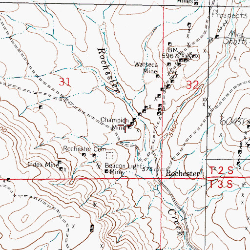 Topographic Map of Champion Mine, MT