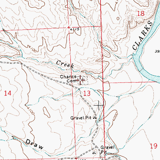 Topographic Map of Chance Mountain View Cemetery, MT
