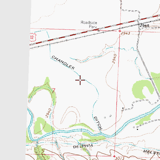 Topographic Map of Chandler Ditch, MT