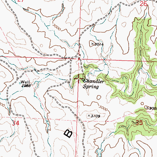 Topographic Map of Chandler Spring, MT