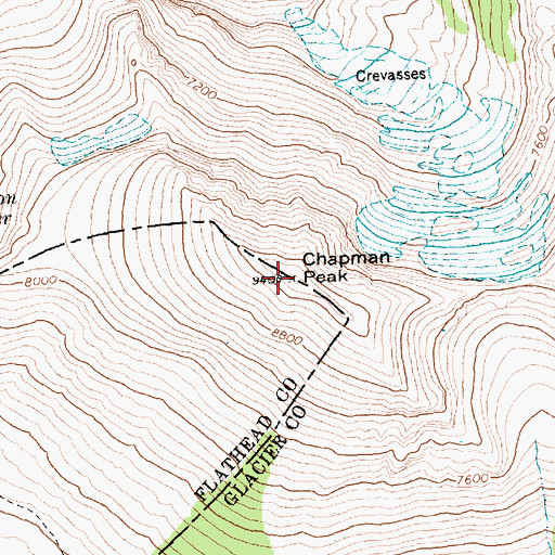 Topographic Map of Chapman Peak, MT