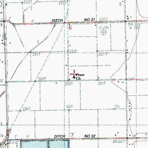 Topographic Map of Freer Baptist Church, AR