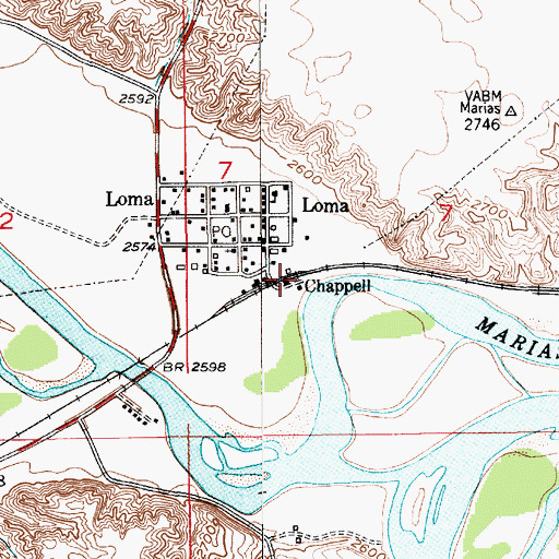 Topographic Map of Chappell (historical), MT