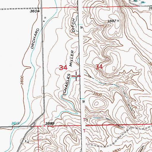 Topographic Map of Charles Miller Ditch, MT