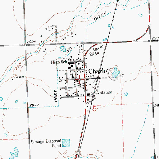 Topographic Map of Charlo, MT