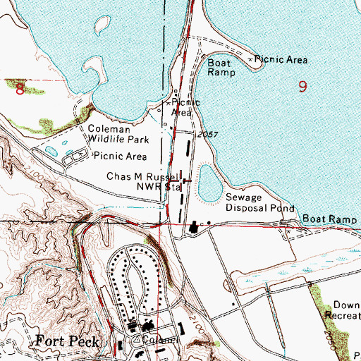 Topographic Map of Charles M Russell NWR Station, MT
