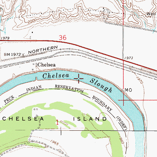 Topographic Map of Chelsea Slough, MT