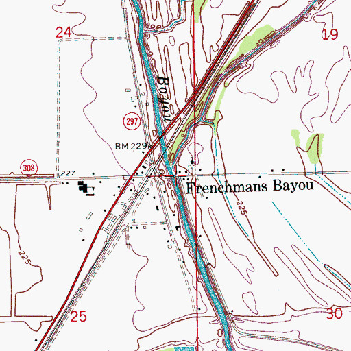 Topographic Map of Frenchmans Bayou, AR