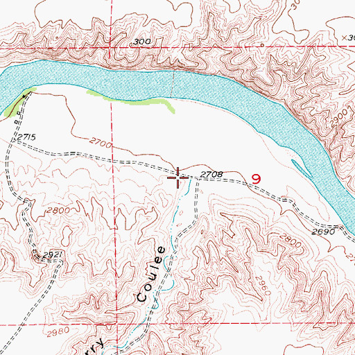 Topographic Map of Cherry Coulee, MT