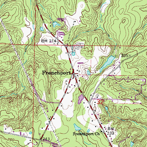 Topographic Map of Frenchport, AR