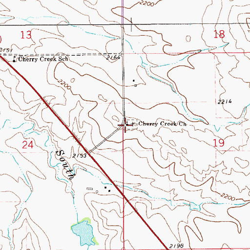 Topographic Map of Cherry Creek Church, MT