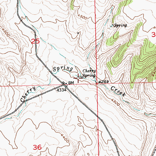 Topographic Map of Cherry Spring, MT