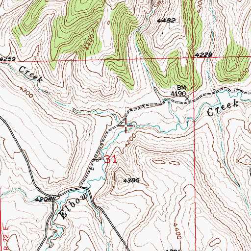 Topographic Map of Cherry Spring Creek, MT
