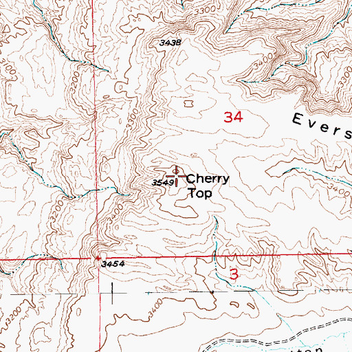 Topographic Map of Cherry Top, MT