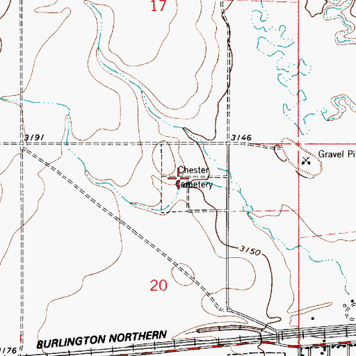 Topographic Map of Chester Cemetery, MT