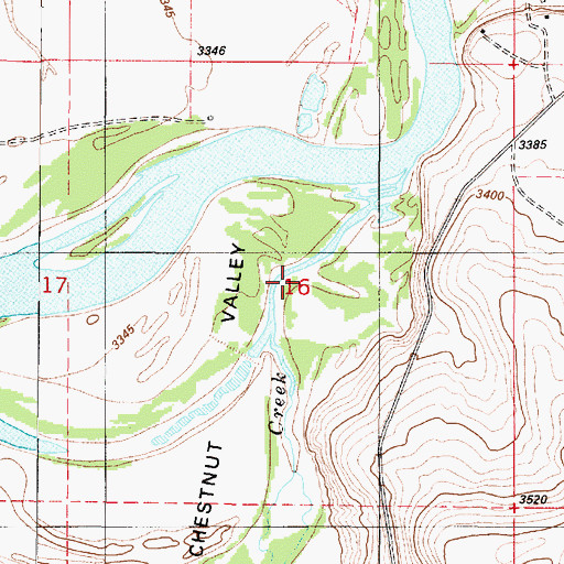 Topographic Map of Chestnut Valley, MT